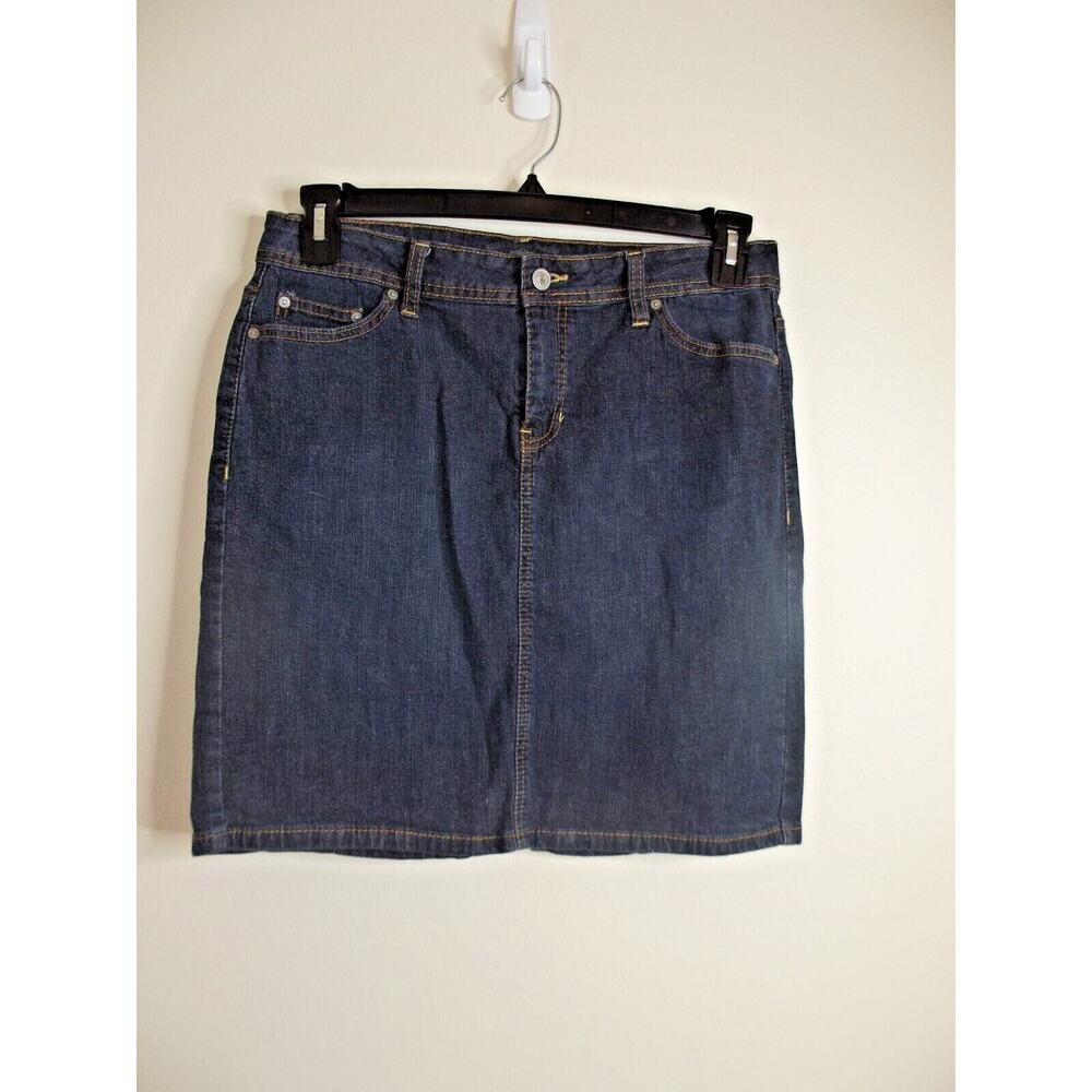 US Polo Assn Womens Denim JEAN SKIRT - Size 8 - Kick Pleat Flat Front